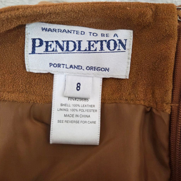 Pendleton suede leather maxi skirt camel cognac brown long women's size 8 - Picture 5 of 5